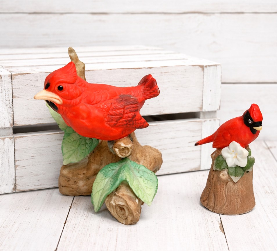 Lefton and Enesco Vintage Cardinal Figures Set of 2