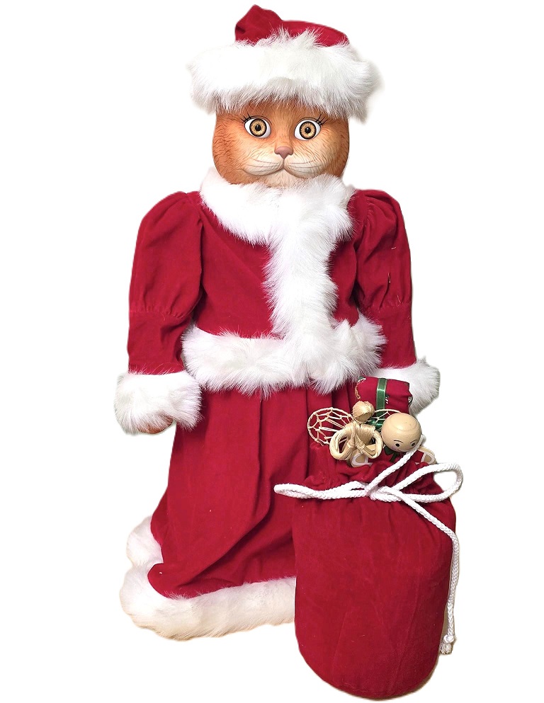 Vintage Goebel Betty Jane Carter Doll, Cat Doll, Orange Tabby doll, Christmas Doll Santa Claws Music Box