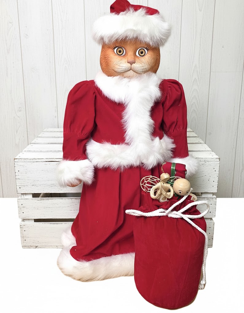 Vintage Goebel Betty Jane Carter Doll, Cat Doll, Orange Tabby doll, Christmas Doll Santa Claws Music Box