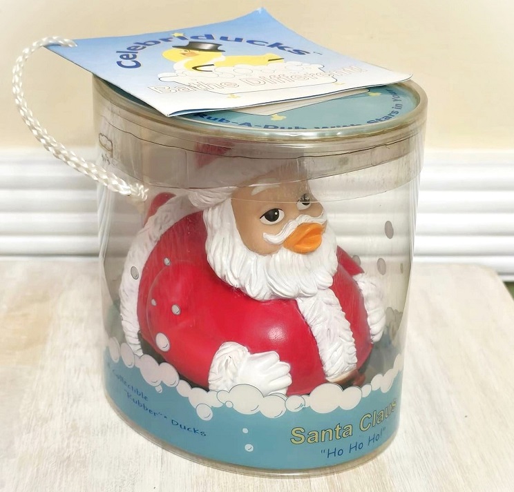 Vintage 2001 Celebriducks Santa Duck New in box, Santa Rubber Ducky