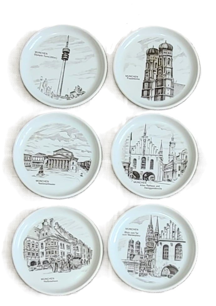 Vintage Munchen Germany ceramic coasters set of 6 - Click Image to Close
