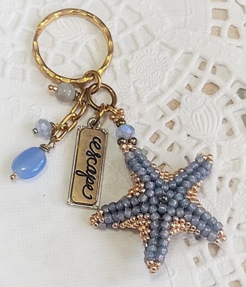 Hand sewn Starfish Keychain Purse Chain Inspirational Escape