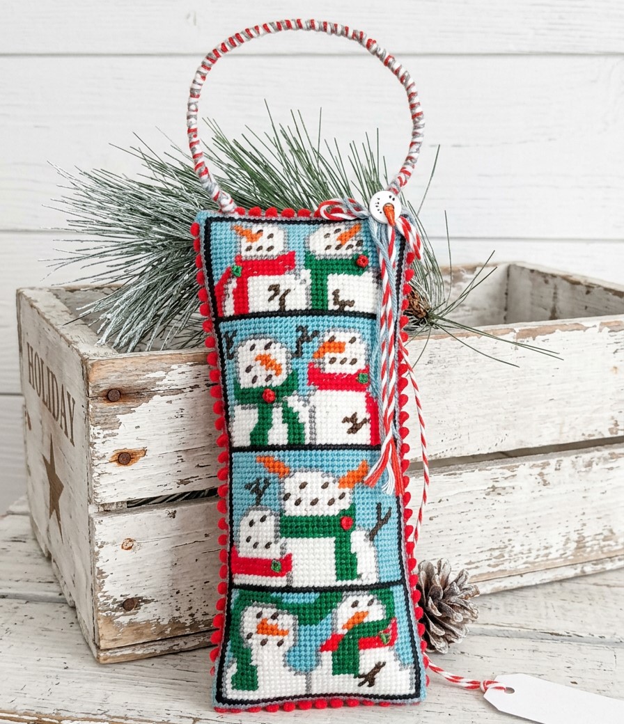 Needlepoint Comic Strip Snowmen Hanger Ornamental Needlepoint Comic Strip Snowmen Hanger Ornamental