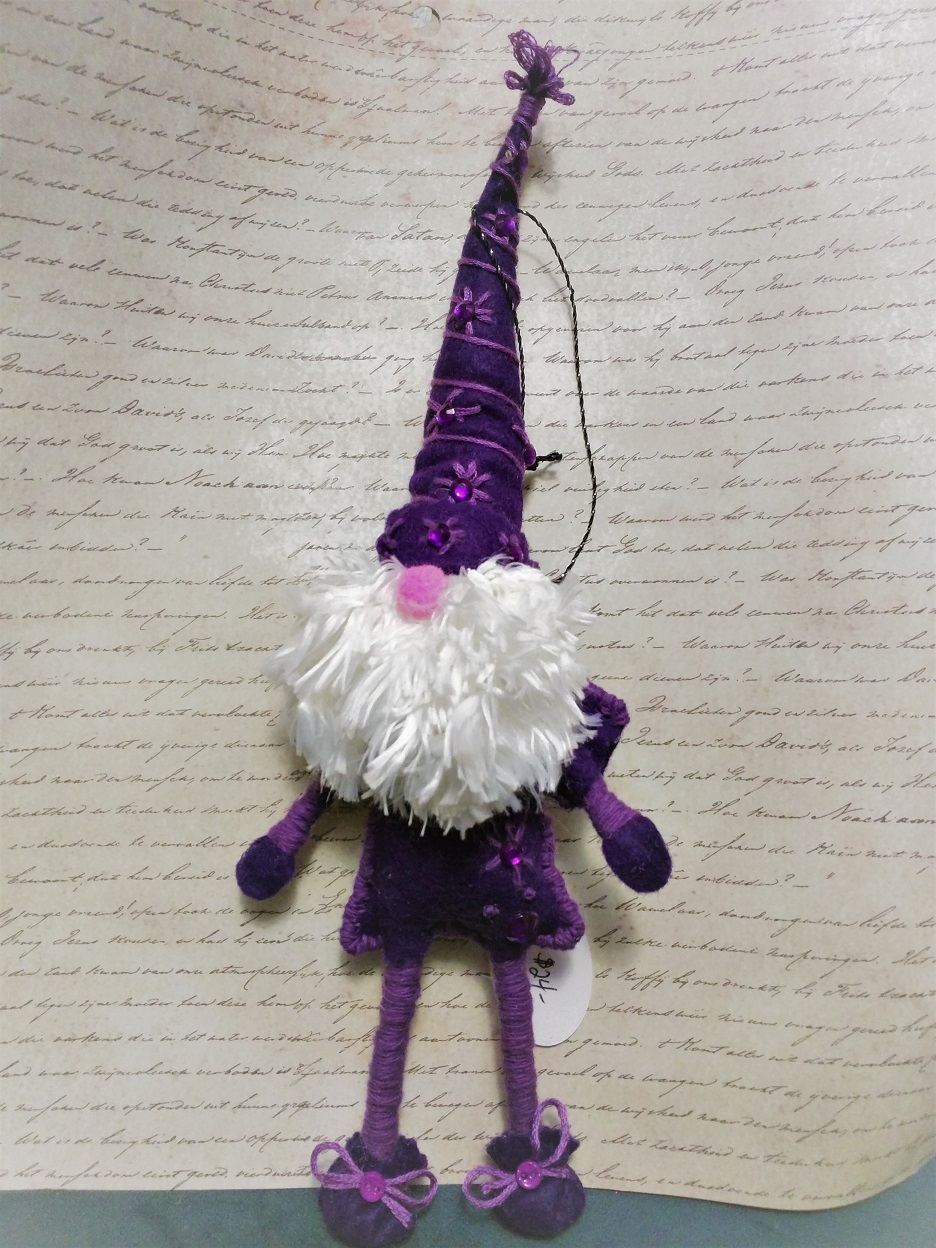 Felted Hat Mr Purple Gnome Ornament