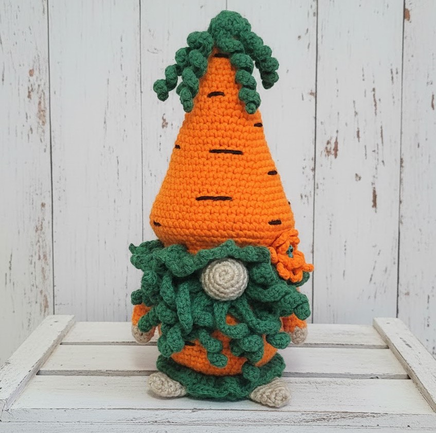 Crochet Carrot Gnome, Spring Gnome