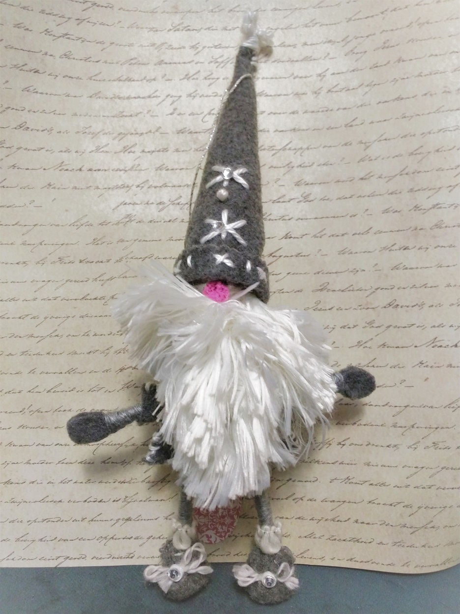 Felted Hat Mr Noridc Gray Gnome Ornament