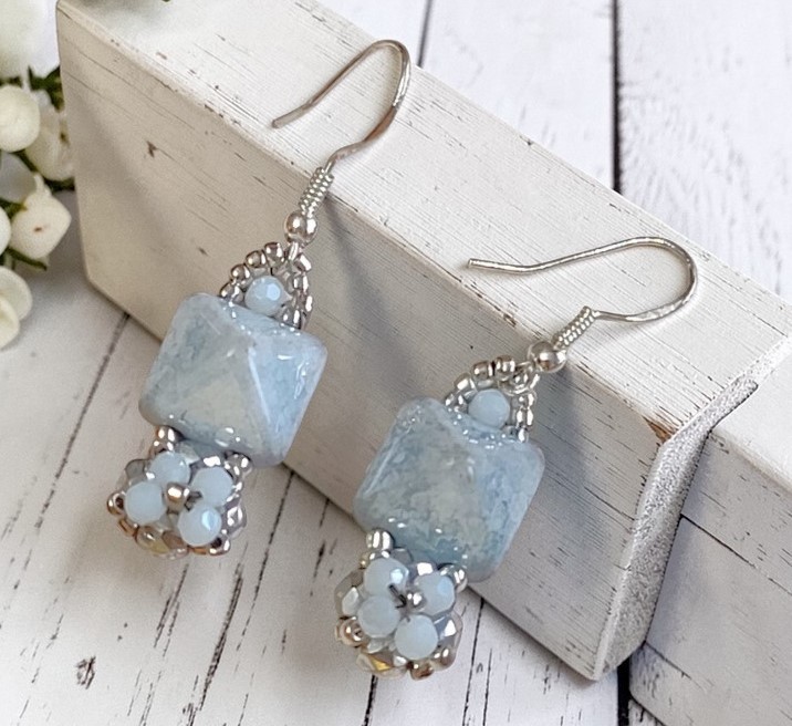 Seed Bead Light Blue Earrings Seed Bead Light Blue Earrings