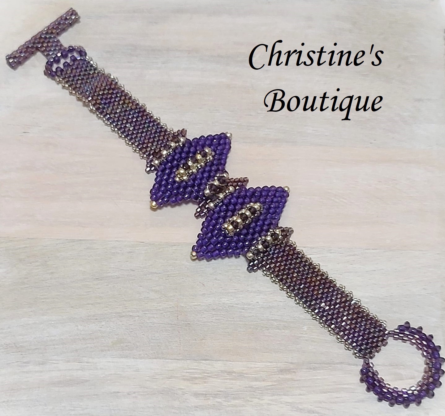 Handmade and Designed Iridescent Purple Bow Tie Bracelet