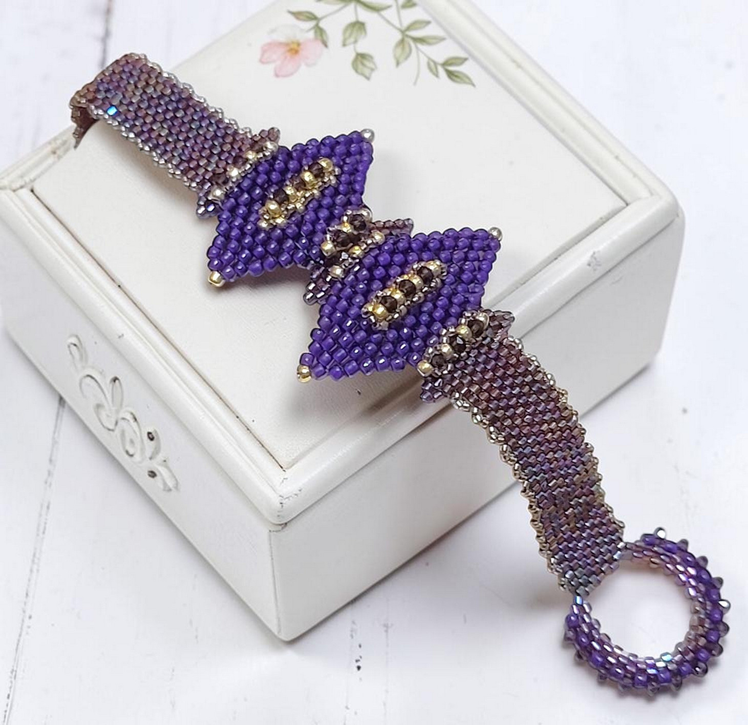 Iridescent Purple Bow Tie Bracelet