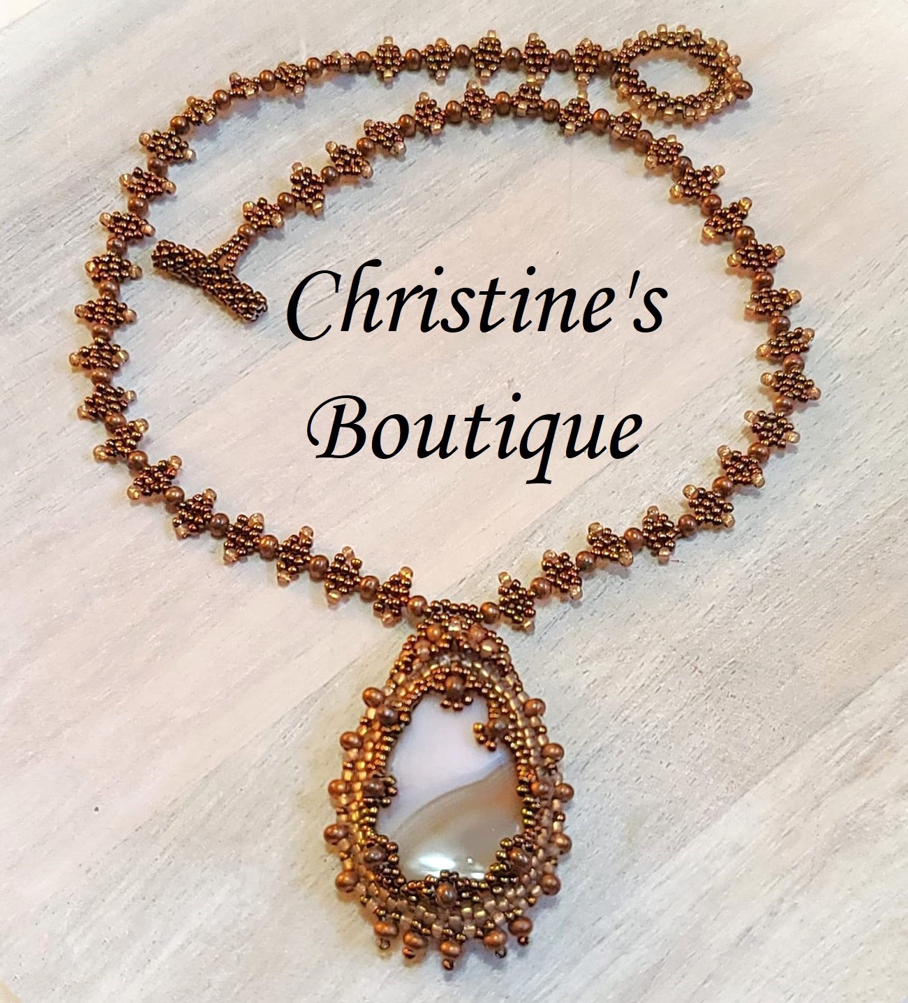 Quartz gemstone pendant necklace with a vintage inspired flair - Click Image to Close