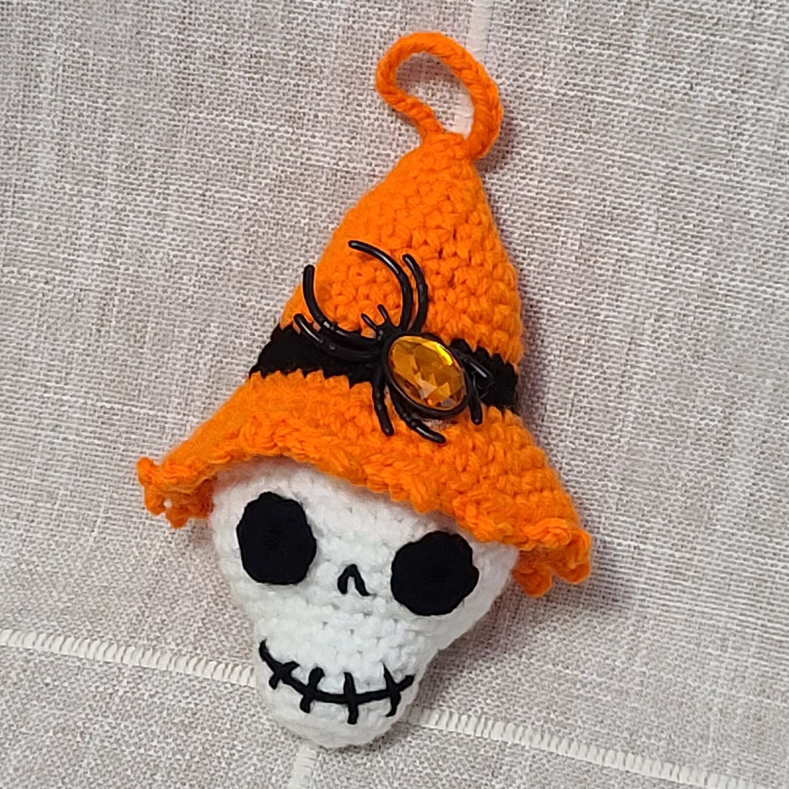 Crochet amigurumi halloween skull ornament