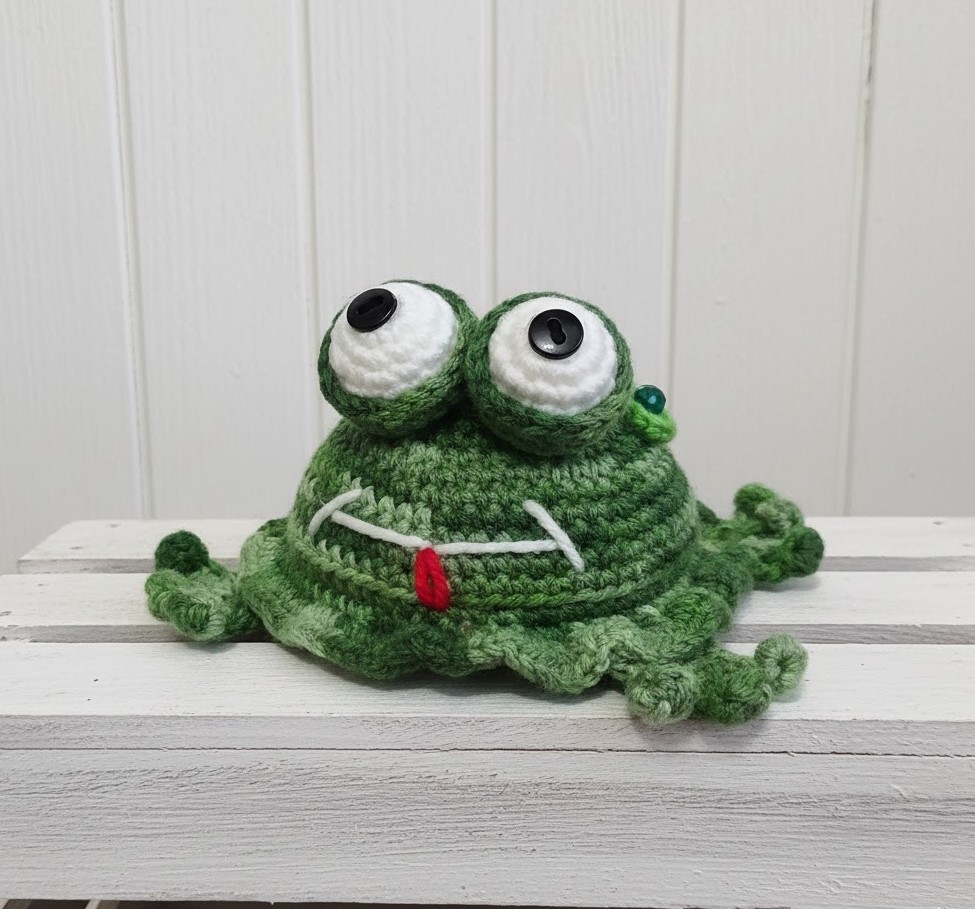 Crochet amigurumi handmade green frog