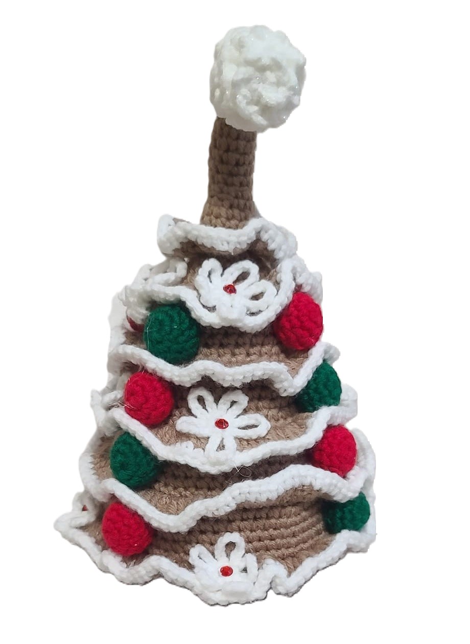 Crochet amigurumi gingerbread christmas tree tabletop decor