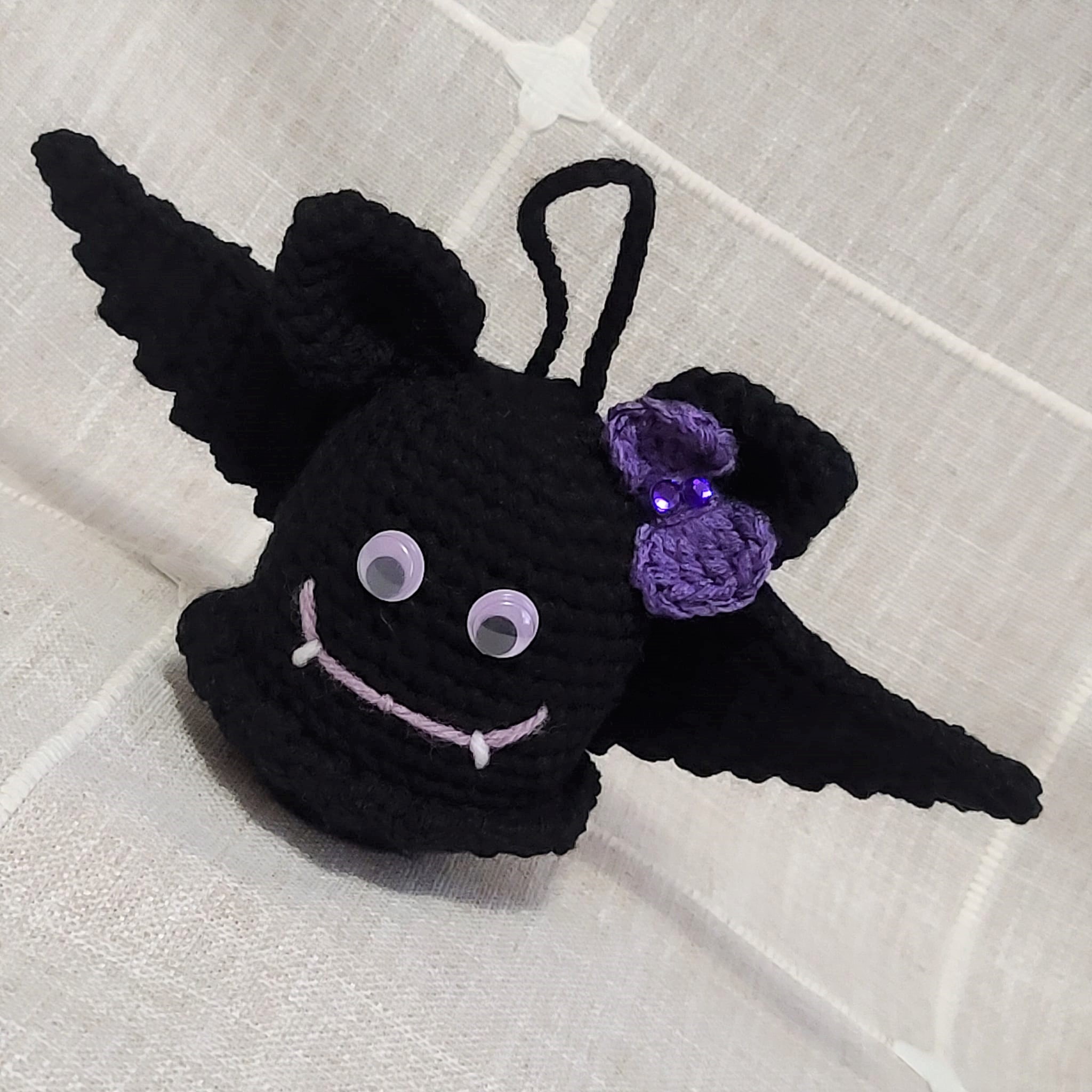Crochet amigurumi handmade halloween bat - black