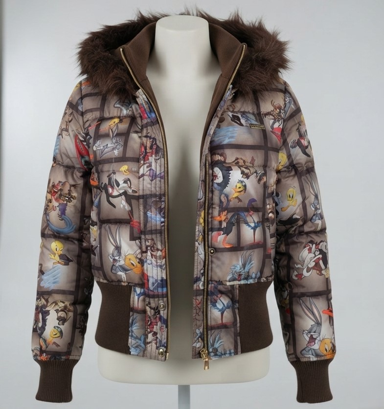 Lot 29 Looney Tunes Vintage Coat with Faux Fur Hoodie