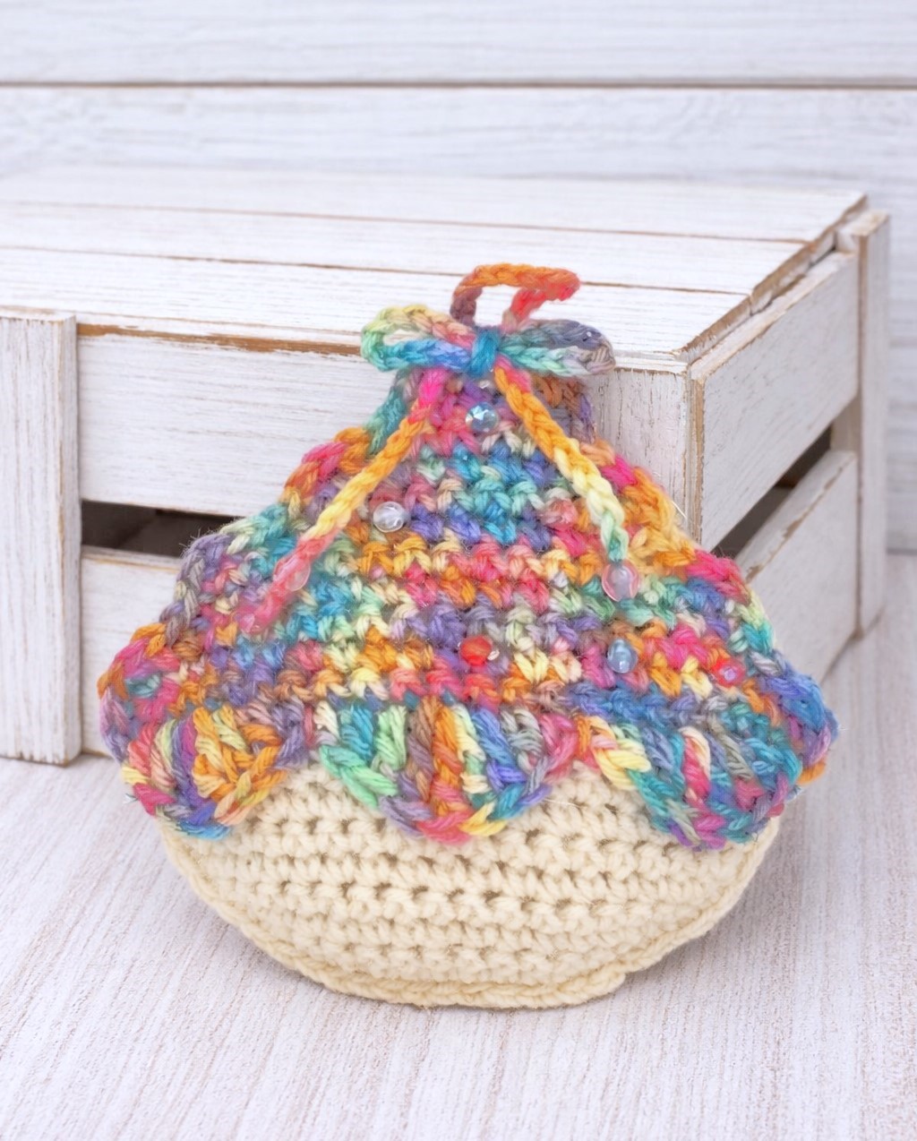 Handmade Crochet Cupcake Ornament Dark color multi