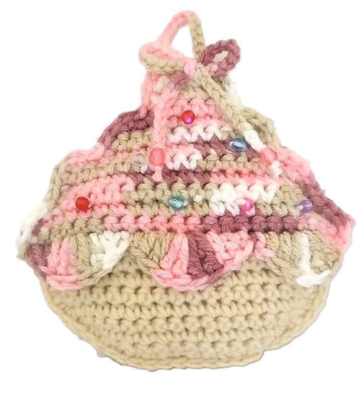 Handmade Crochet Cupcake Ornament Multi Color