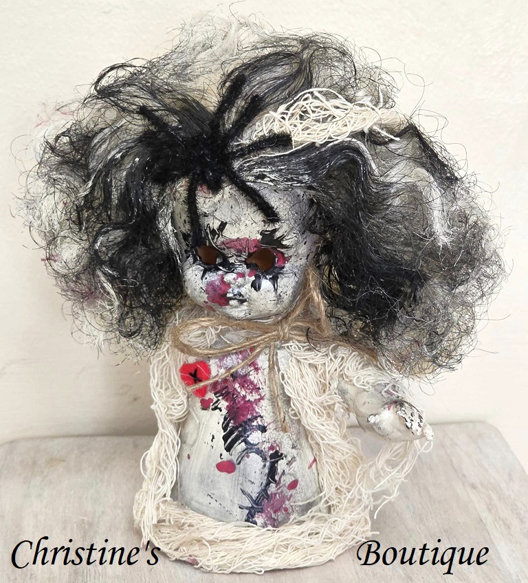 Horror doll, handcrafted horror doll, halloween doll, gothic doll, doll, diy, altered doll - Click Image to Close