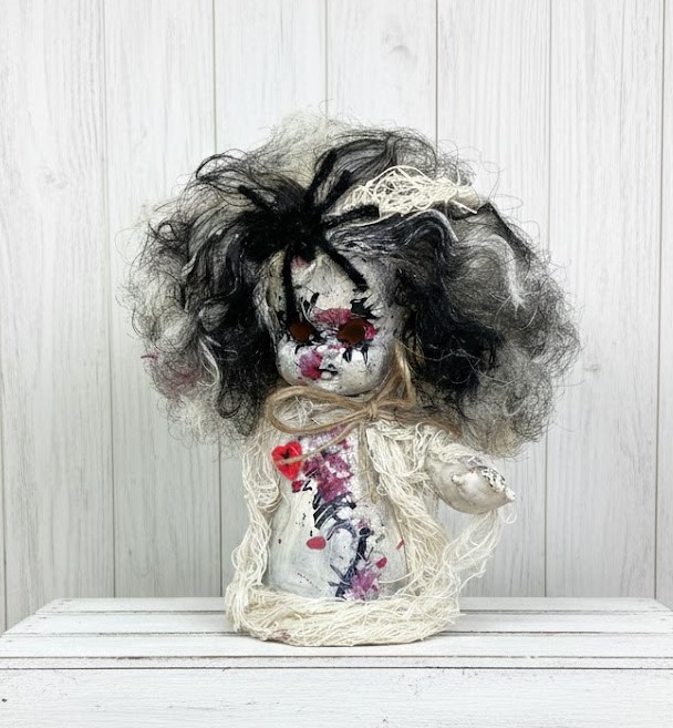 Horror doll, handcrafted horror doll, halloween doll, gothic doll, doll, diy, altered doll