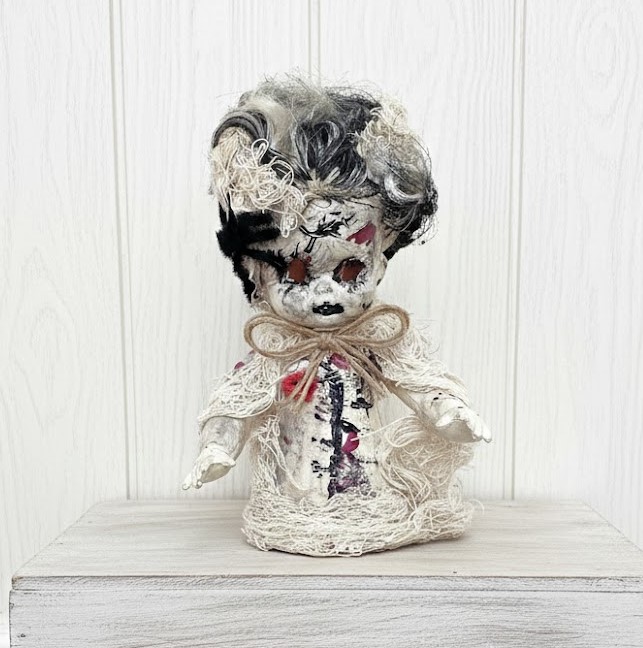 Horror doll, handcrafted horror doll, halloween doll, gothic doll, doll in coccon, diy, altered doll