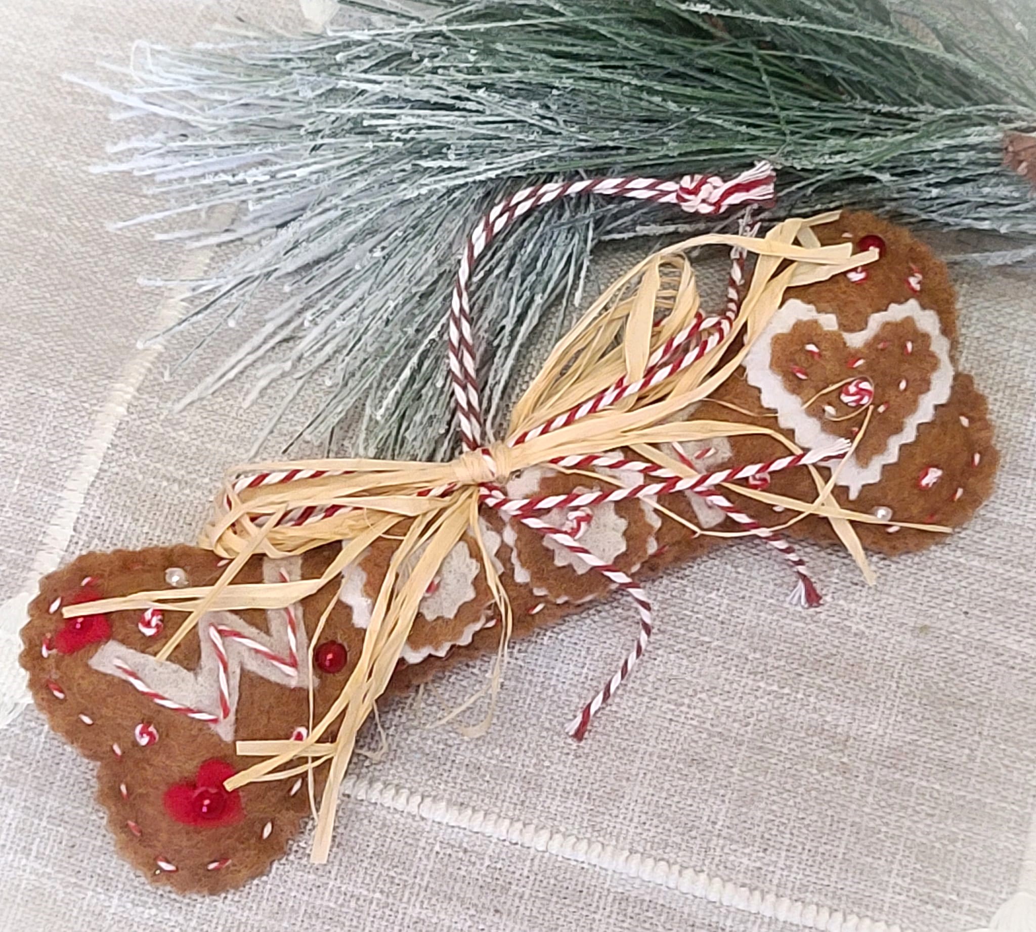 Dog bone ornament gingerbread felt Woof felt cutouts - Click Image to Close