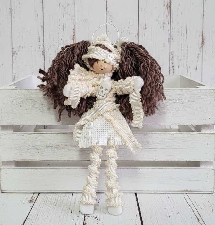 Halloween Mummy Doll - Brown Hair