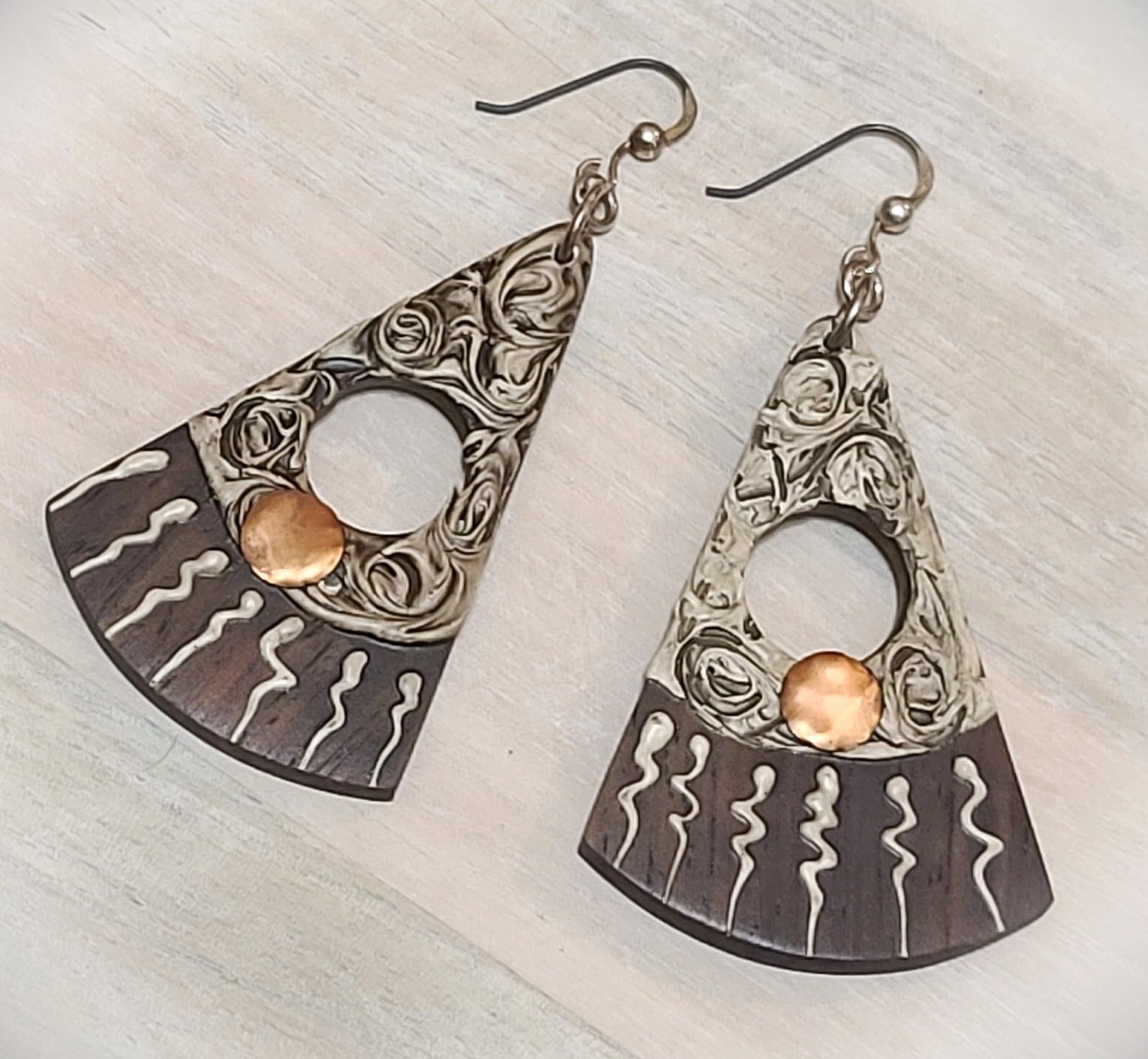 Copper and Wood Earrings