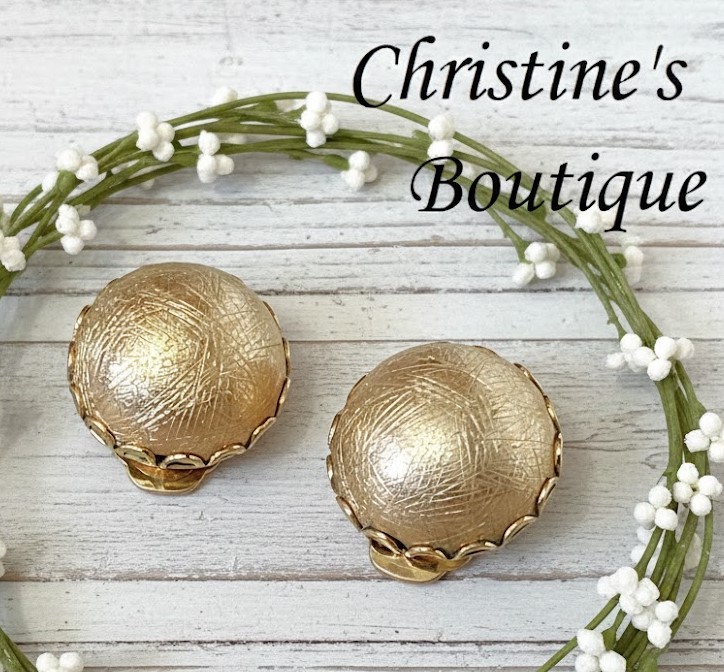 Satin finish button style earrings, vintage clip ons, signed designer, Napier