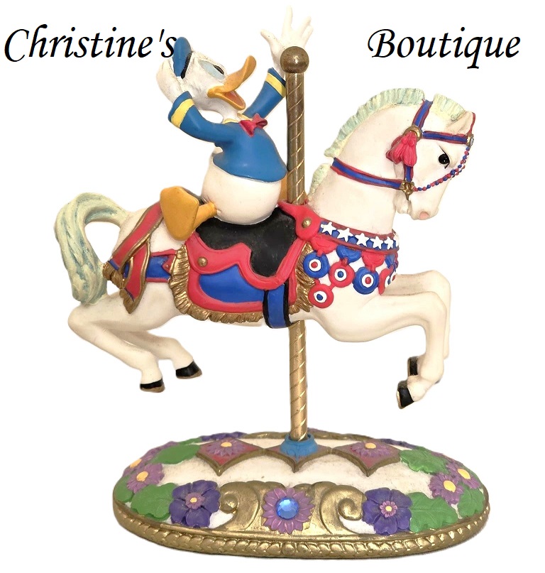 Disney Donald Duck Caraousel Horse figure, jeweled stand, Mickey's Carousel Collection figure