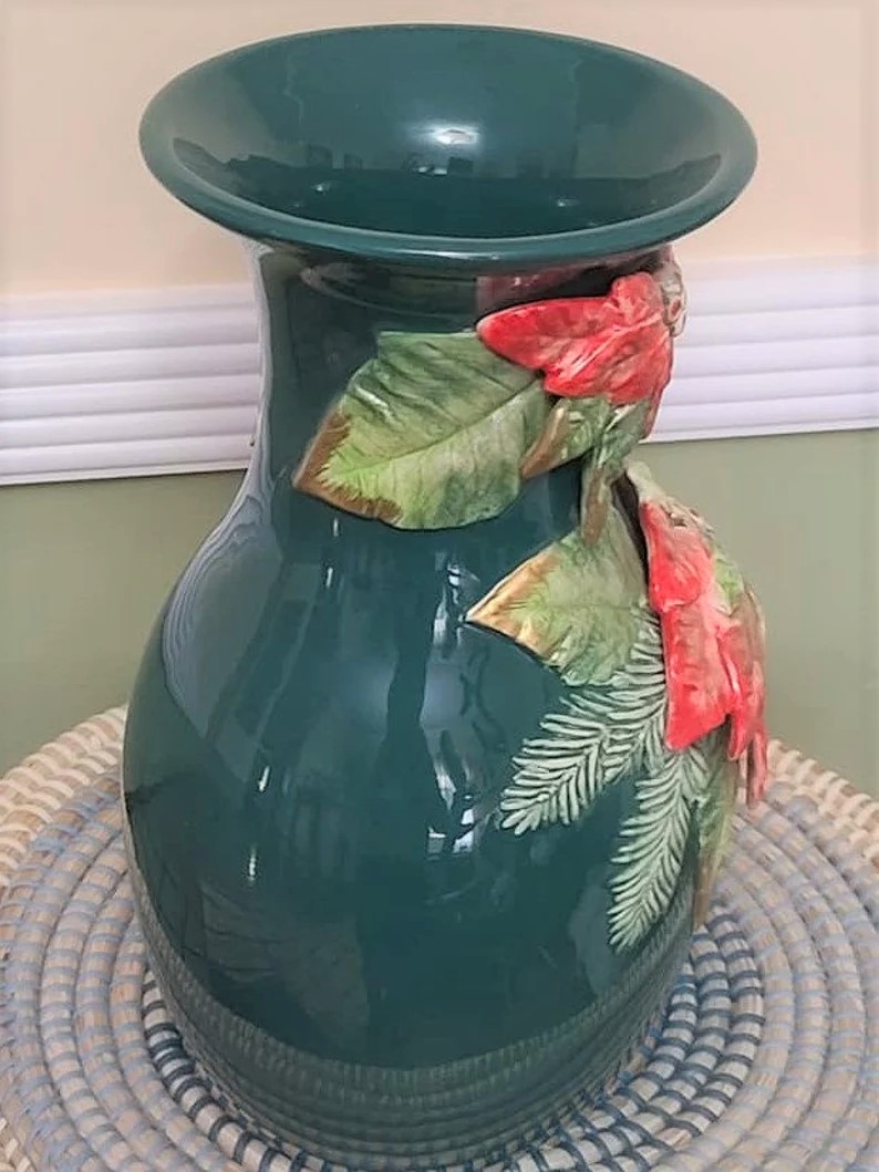 Fitz and Floyd Poinsettia Vase with original box
