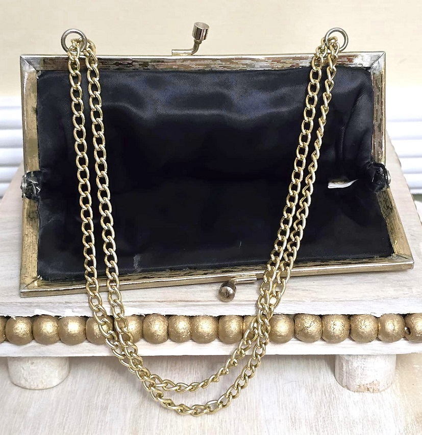 Walborg purse, vintage black bugle beaded purse, vintage purse, glass beaded purse