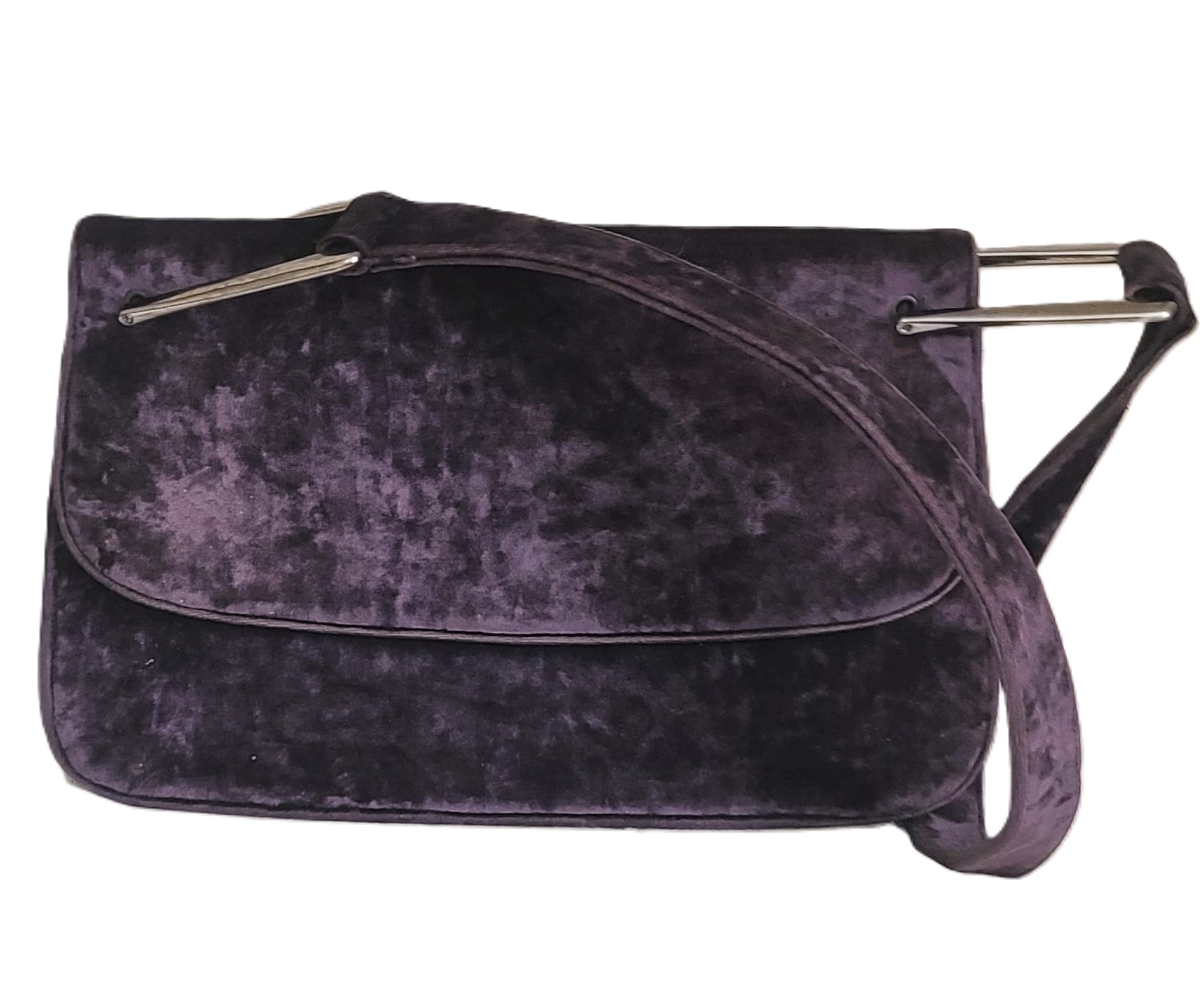 Designer Amaranti brushed purple velvet vintage handbag