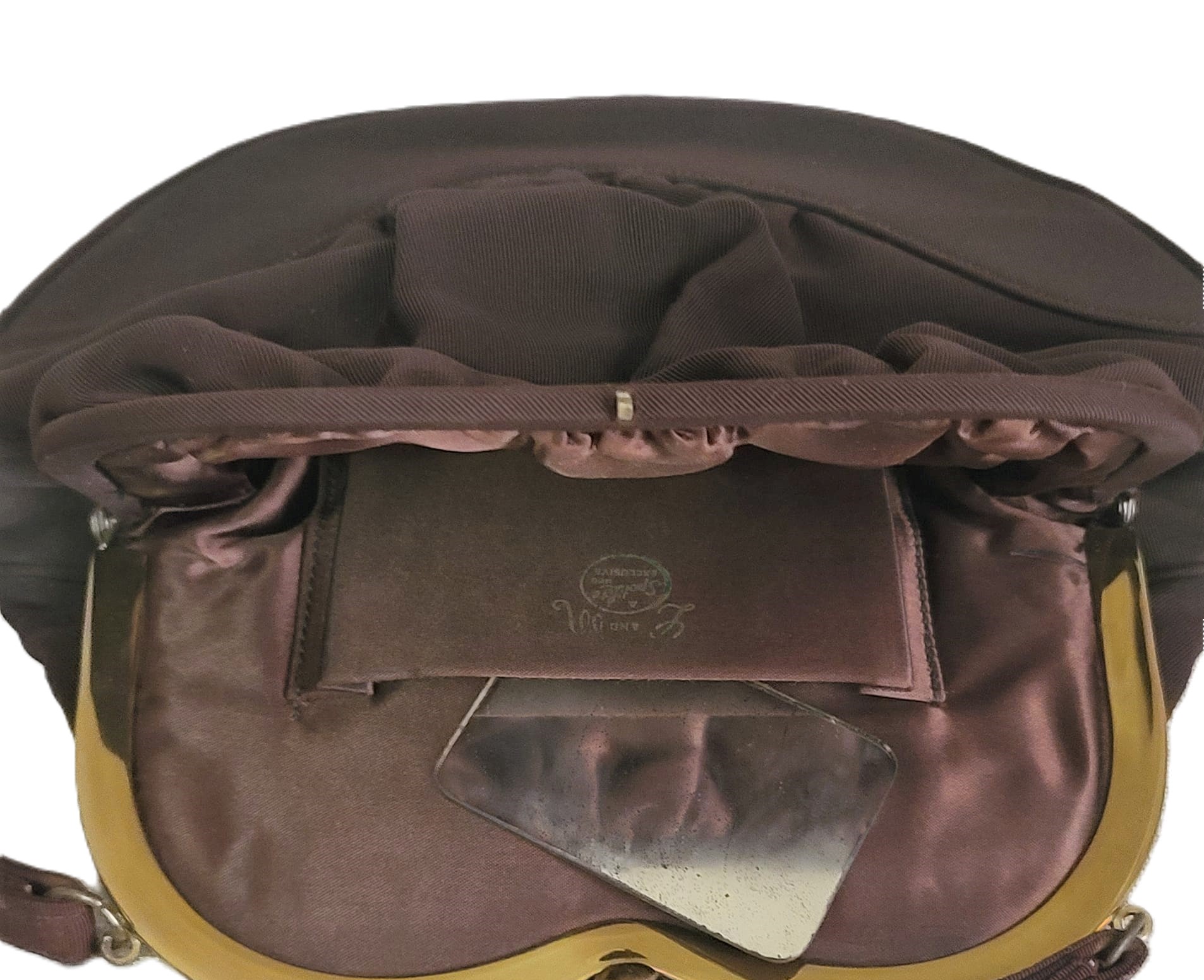L & M Spotlite brown vintage handbag & brown leather opera glove