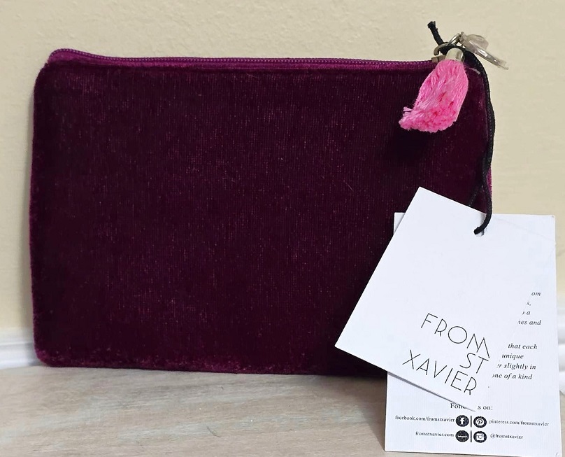 Velvet and beaded rose coin purse, St Xavier brand, beaded coin purse, burgundy velvet and beading