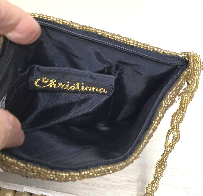 Beaded purse, vintage beaded purse by designer Christina glass bead cross, maltese pattern design