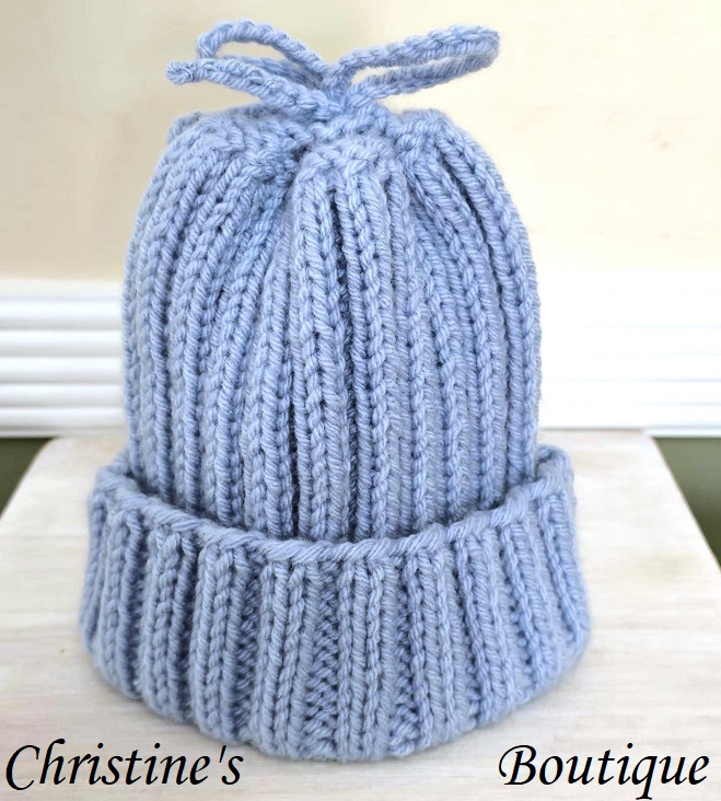 Handmade knit hat, child size hat, color light blue