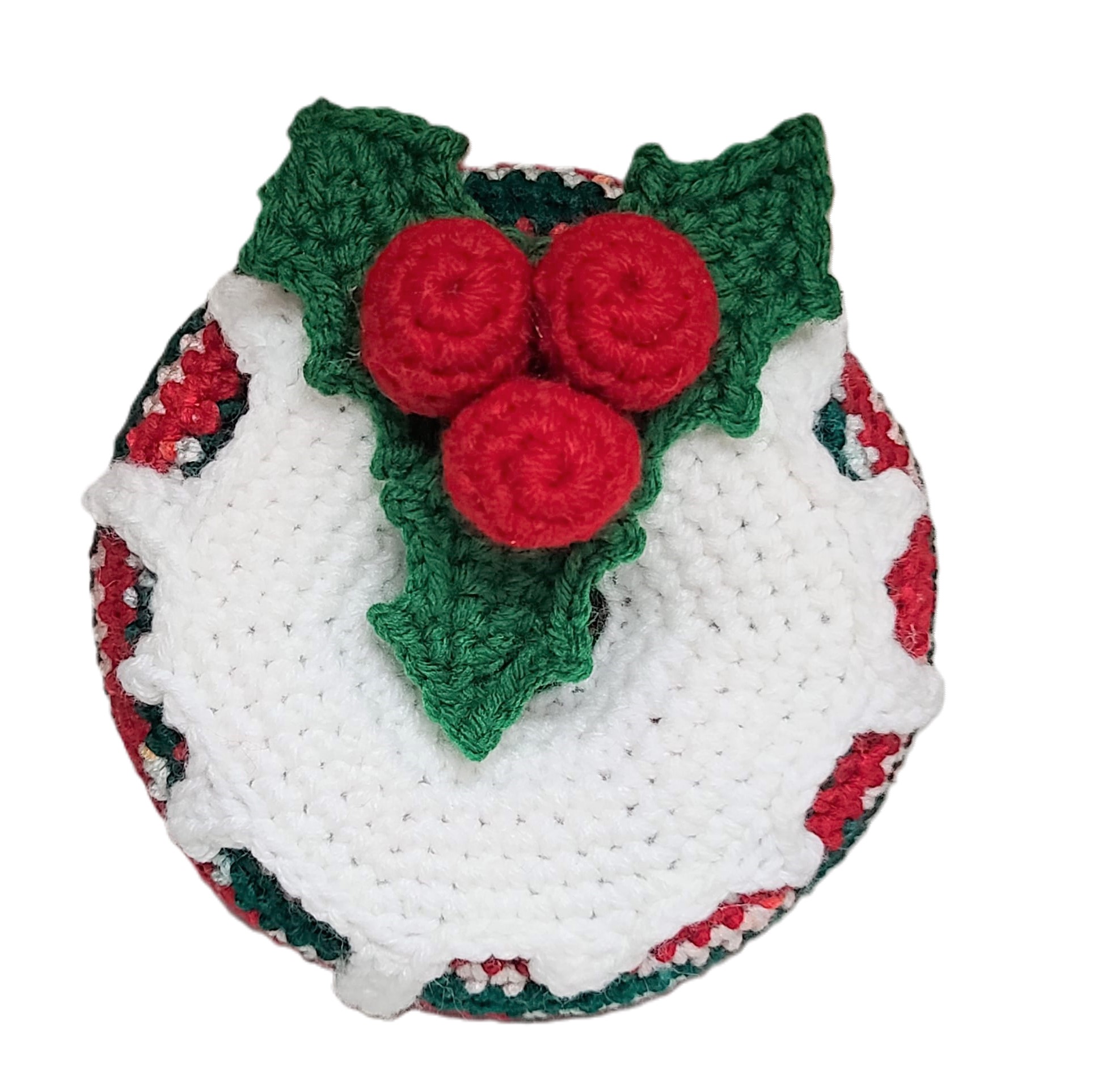 Handmade Crochet Christmas Donut Ornament