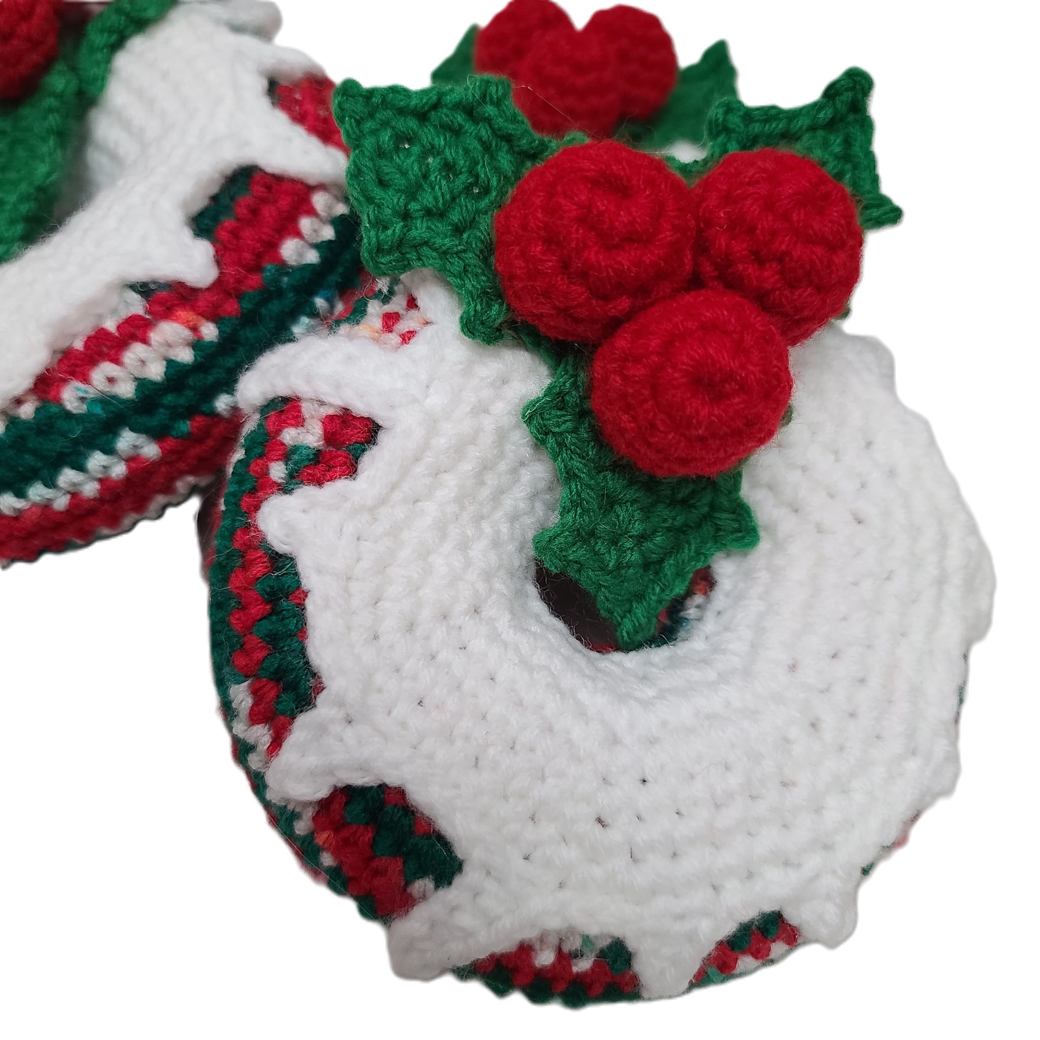 Handmade Crochet Christmas Donut Ornament