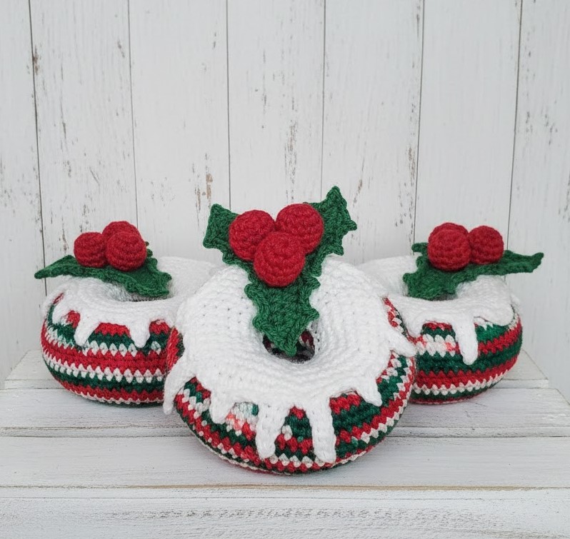Handmade Crochet Christmas Donut Ornament Handmade Crochet Christmas Donut Ornament