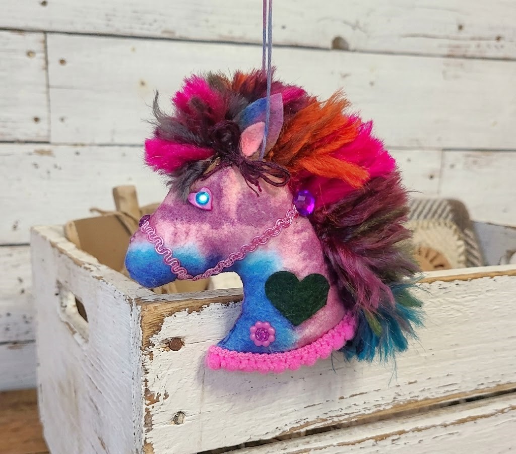 Felt whimsical horse ornament