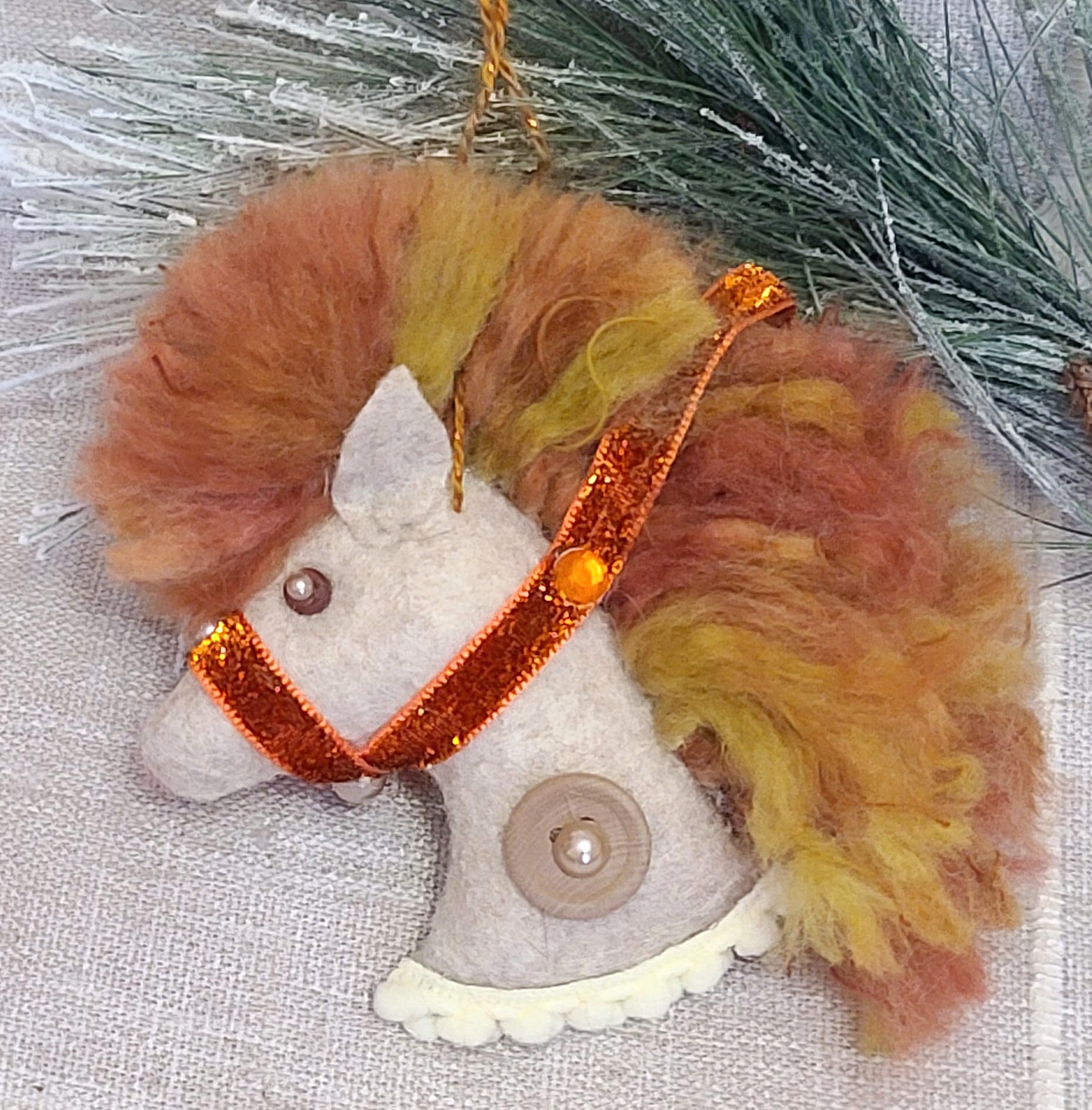 Felt whimsical horse ornament - Click Image to Close