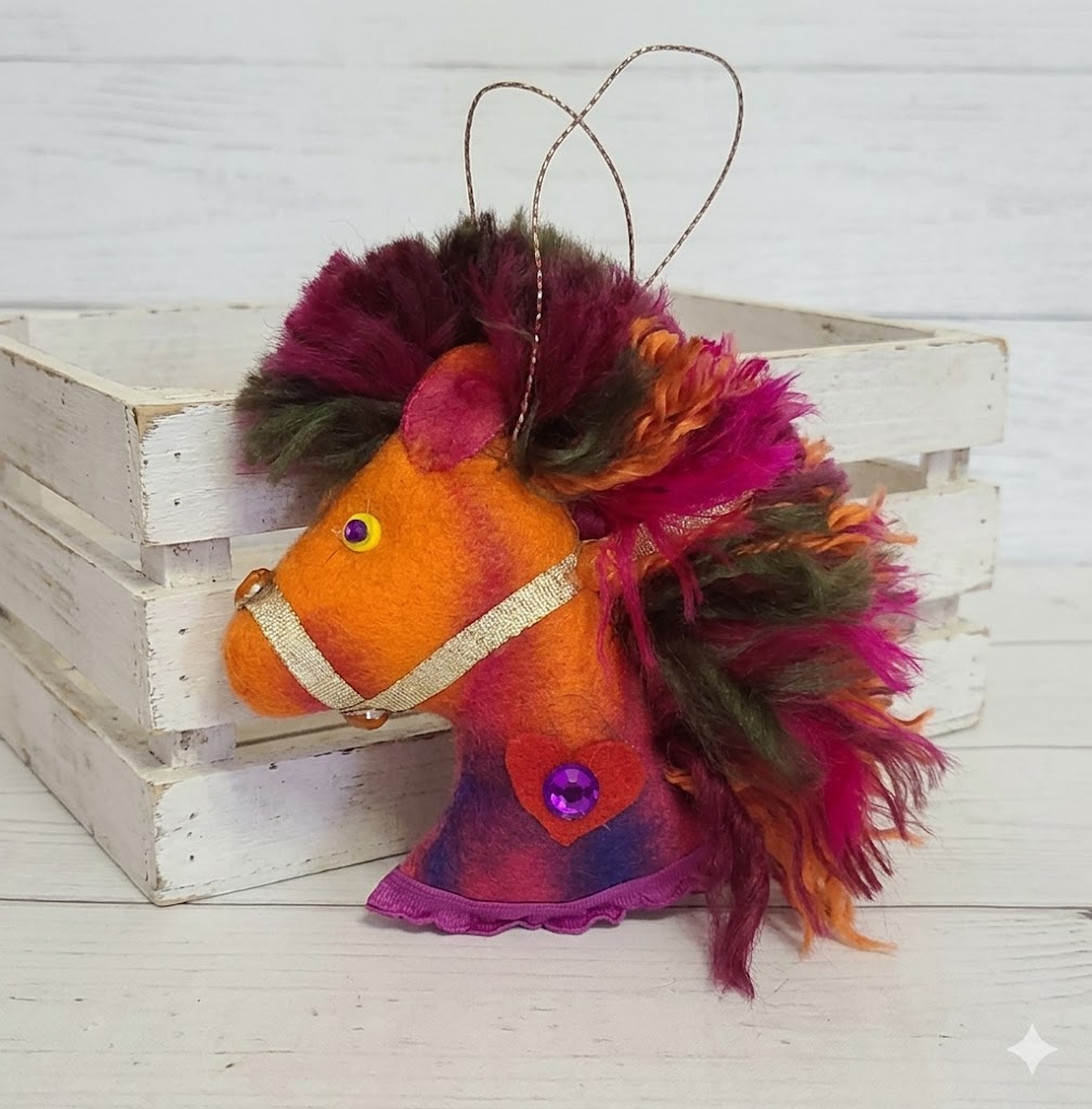 Felt whimsical horse ornament