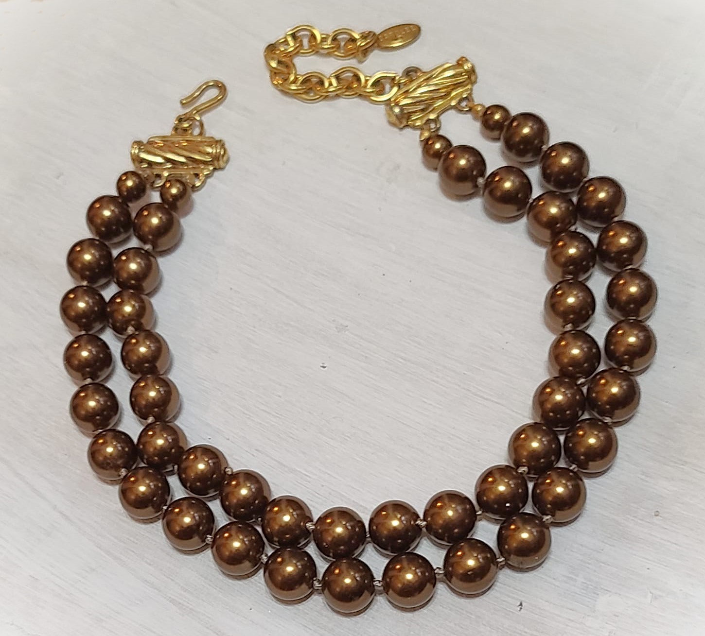 Carolee bronze beaded 2 strand vintage necklace