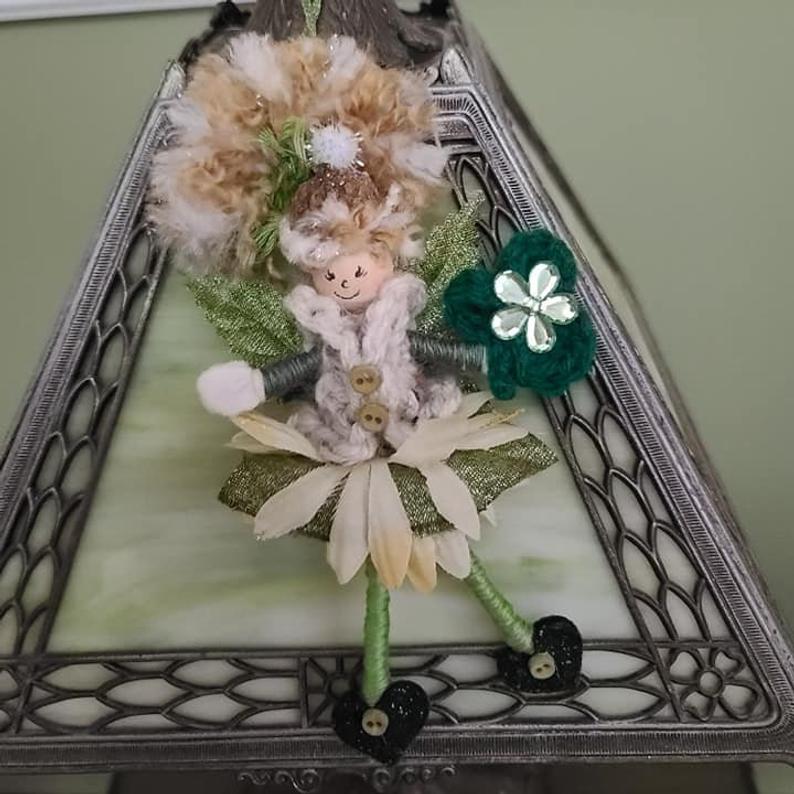 Handmade Acorn Fairy Doll goes St Patricks Day Pixie