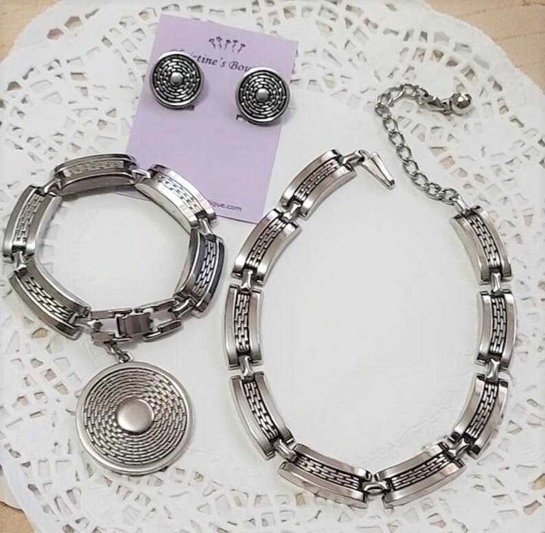 Modern Vintage Necklace, Charm Bracelet & Earrings Set