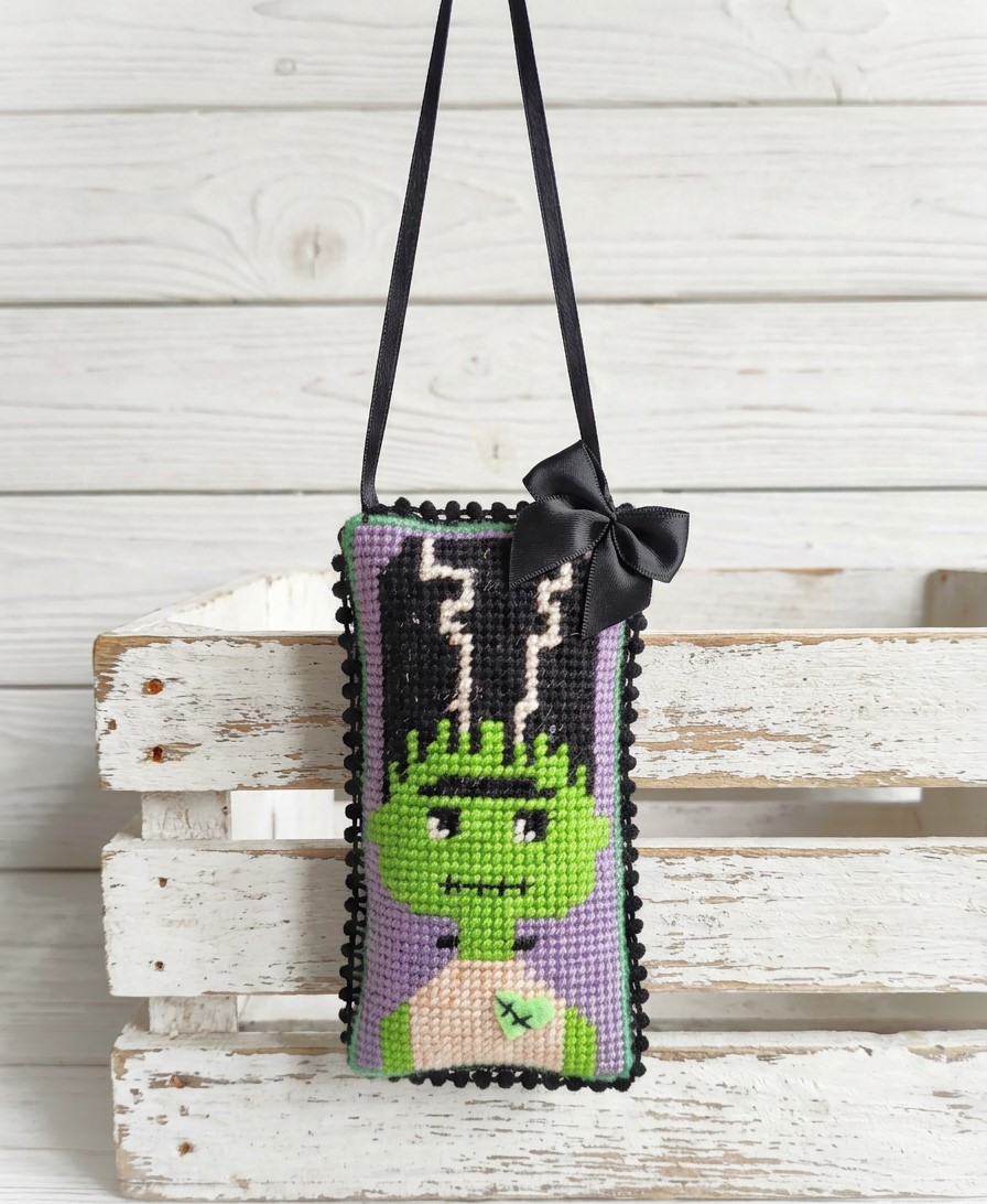 Halloween finished needlepoint ornament frankenstein
