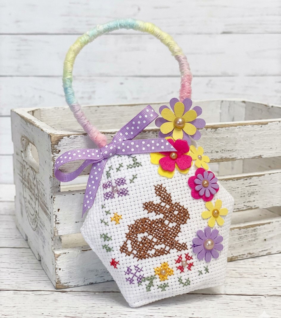 Needlepoint Easter bunny ornamental hanger