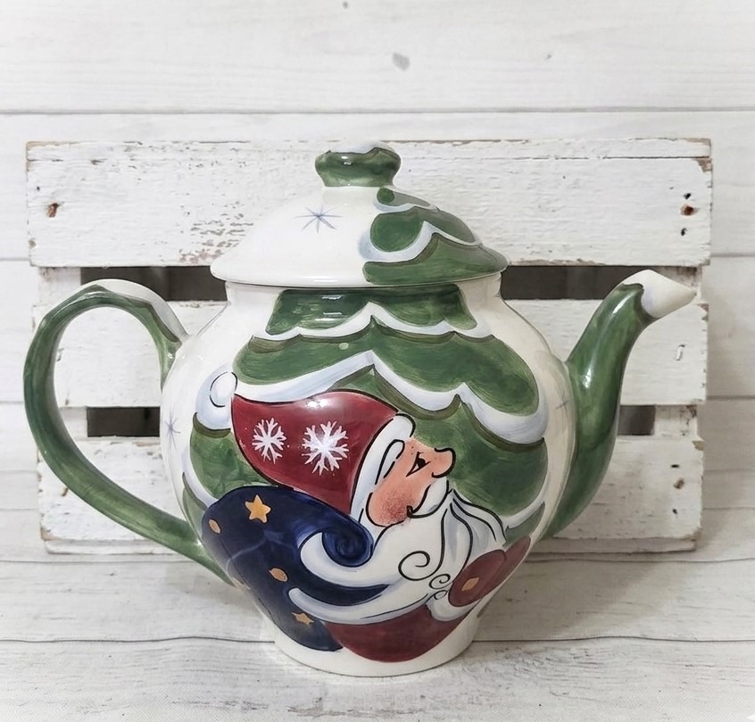 Jolly Santa Large Teapot by Tabletops Unlimited Christmas Teapot