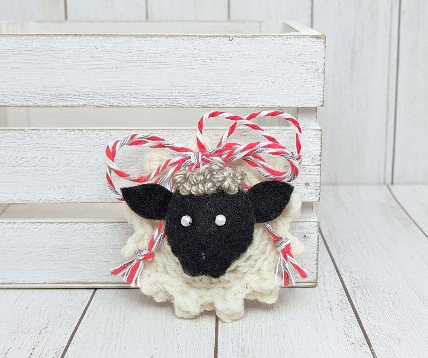 Crochet and felt black faced sheep stuffed ornament