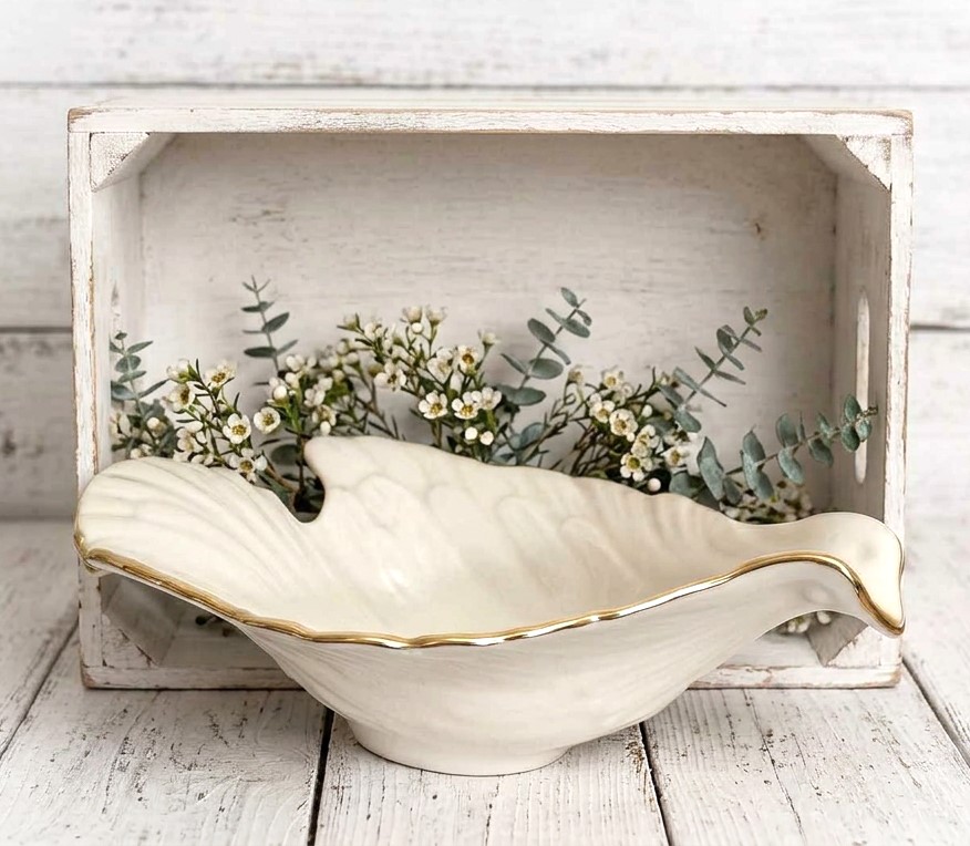 Lenox china dove bowl, dove shaped dish, 24k gold trim dove candy dish